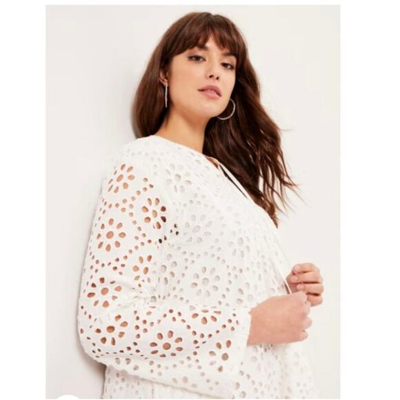 New June + Vie white eyelet sheath midi dress 3X 30/32 - Picture 4 of 15